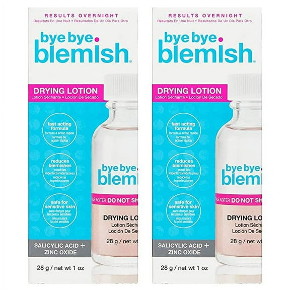 Bye Bye Blemish Acne Drying Lotion, Reduce Pimples Overnight, 1oz x 2 pack