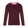 thumbnail image 5 of LWITHSZG Long Sleeve Shirts for Men Big and Tall Fall Fashion Striped Shirt Athletic Plus Size Tops Casual Loose Crewneck Sweatshirt Size M, 5 of 5