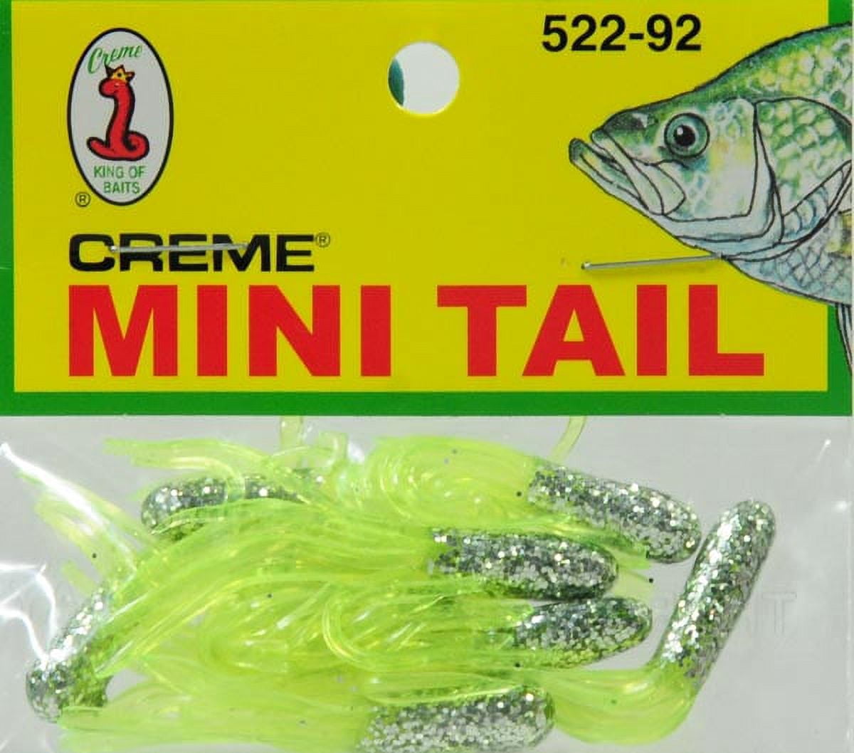(6 pack) Creme 1.5" Mini Tail Lure, Green Glitter/Chartreuse