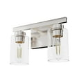 thumbnail image 2 of Hunter - Hartland 2-light Brushed Nickel, Small Vanity Light, Dimmable, Transitional Style, for Bedrooms, Dining, Living Rooms - 13074, 2 of 6