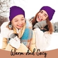 thumbnail image 4 of Lsque Purple Pattern Knitted Beanie, Unisex Winter Hat, Knit Hat Winter Beanies Thick Fisherman Beanies Cuffed Plain Skull Caps, 4 of 6