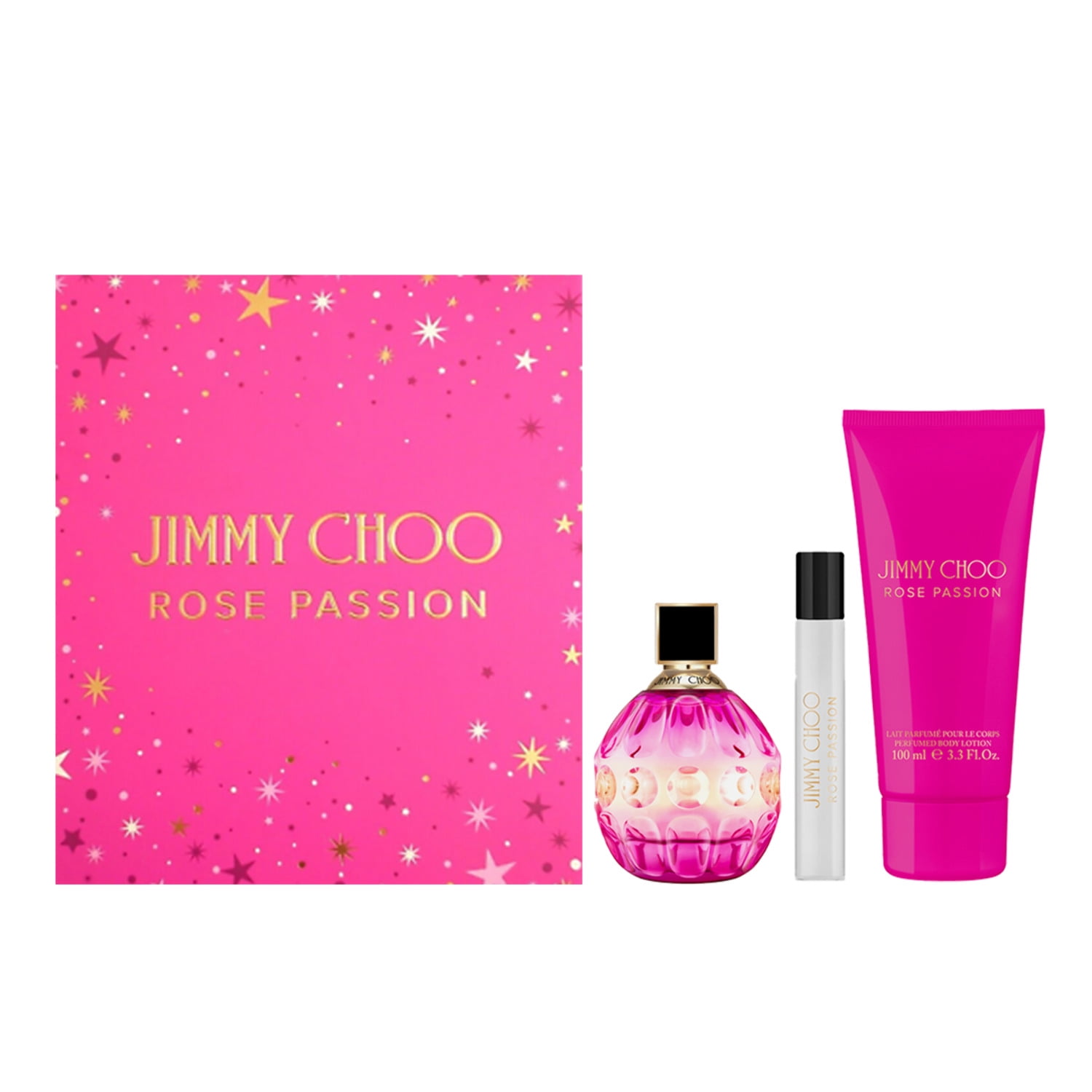 pomページ ジュディ2xsサイズフルセット Jimmy Choo Rose Passion 3.3oz EDP, Mini Variety Perfume and Lotion