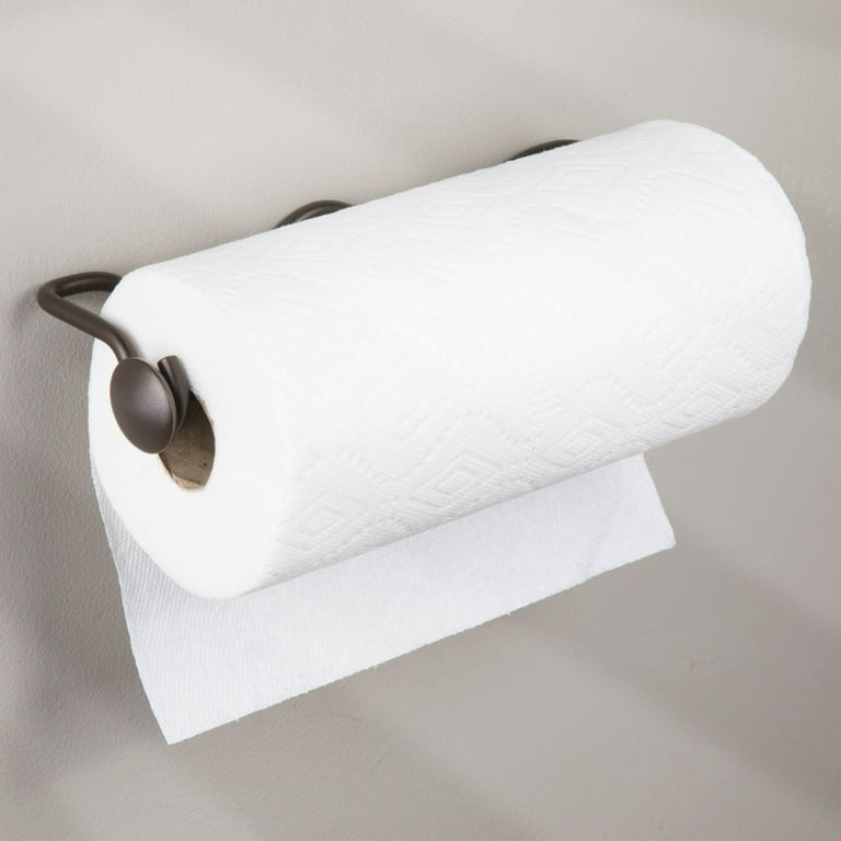 mDesign Plastic Wall Mount / Under Cabinet Paper Towel Holder - White