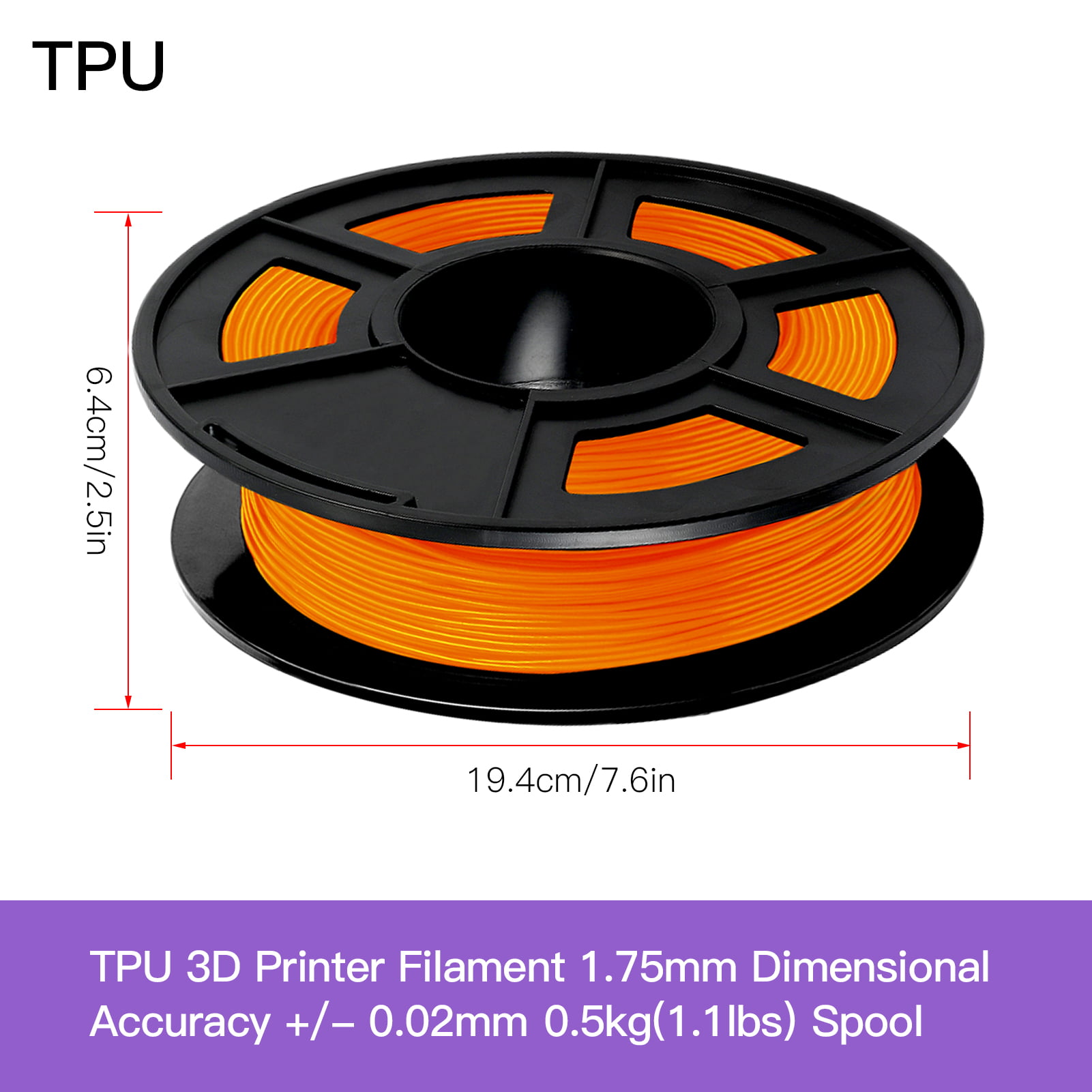 3D Printer Filament TPU,TPU Filament 1.75 mm SUNLU,Low Odor Dimensional Accuracy Spool,Green TPU / 0.5KG 0.02 mm 3D Printing Filament,1.1LBS