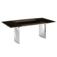 thumbnail image 3 of Casabianca Home Allegra manual dining table with stainless steel base and smoked top., 3 of 3