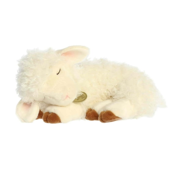 Aurora - Medium White Realistic Stuffed Animal - 10" Sleepy Lamb - Miyoni