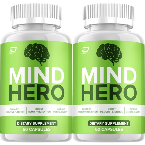Mind Hero Supplement Capsules – MindHero All Natural Memory Focus Pills, 2 Pack, 120 Capsules