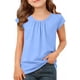 thumbnail image 1 of Camiseta plisada de cuello redondo y manga corta de color liso para niños de primavera y verano, top de poliéster para niños., 1 of 7