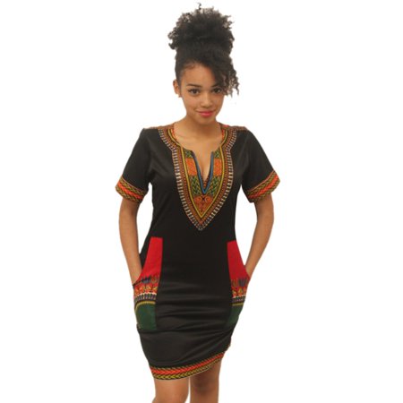 - Dashiki Vintage Hippie Print Dresses, Women Vintage Hippie Dress Tribal Print Boho Clothing