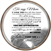 to My mom from Son Round Metal Tin Sign,Birthday Gifts for Mum,Mom Gifts for Mother Stepmom, Inspirational Quote Sign for Home Bedroom Wall Decor Retro Wall Sign 12x12 Inches