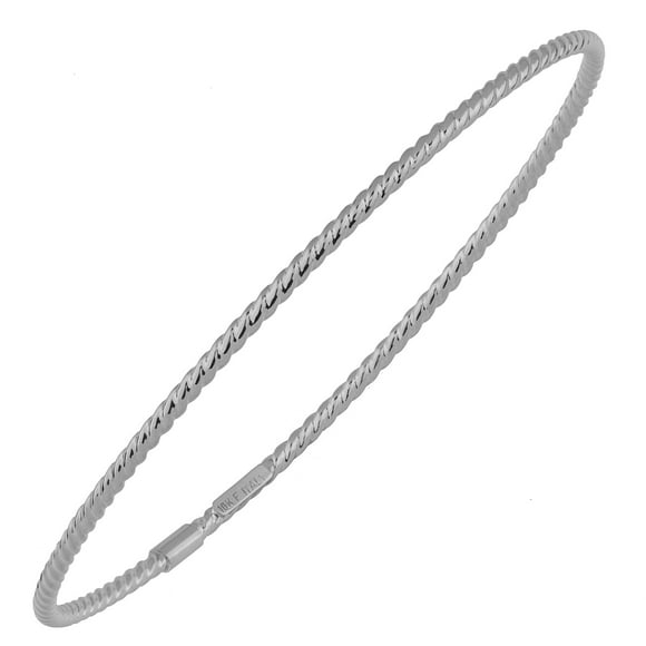 10k Or Blanc Torsadé Câble Bracelet de Femmes, 8"
