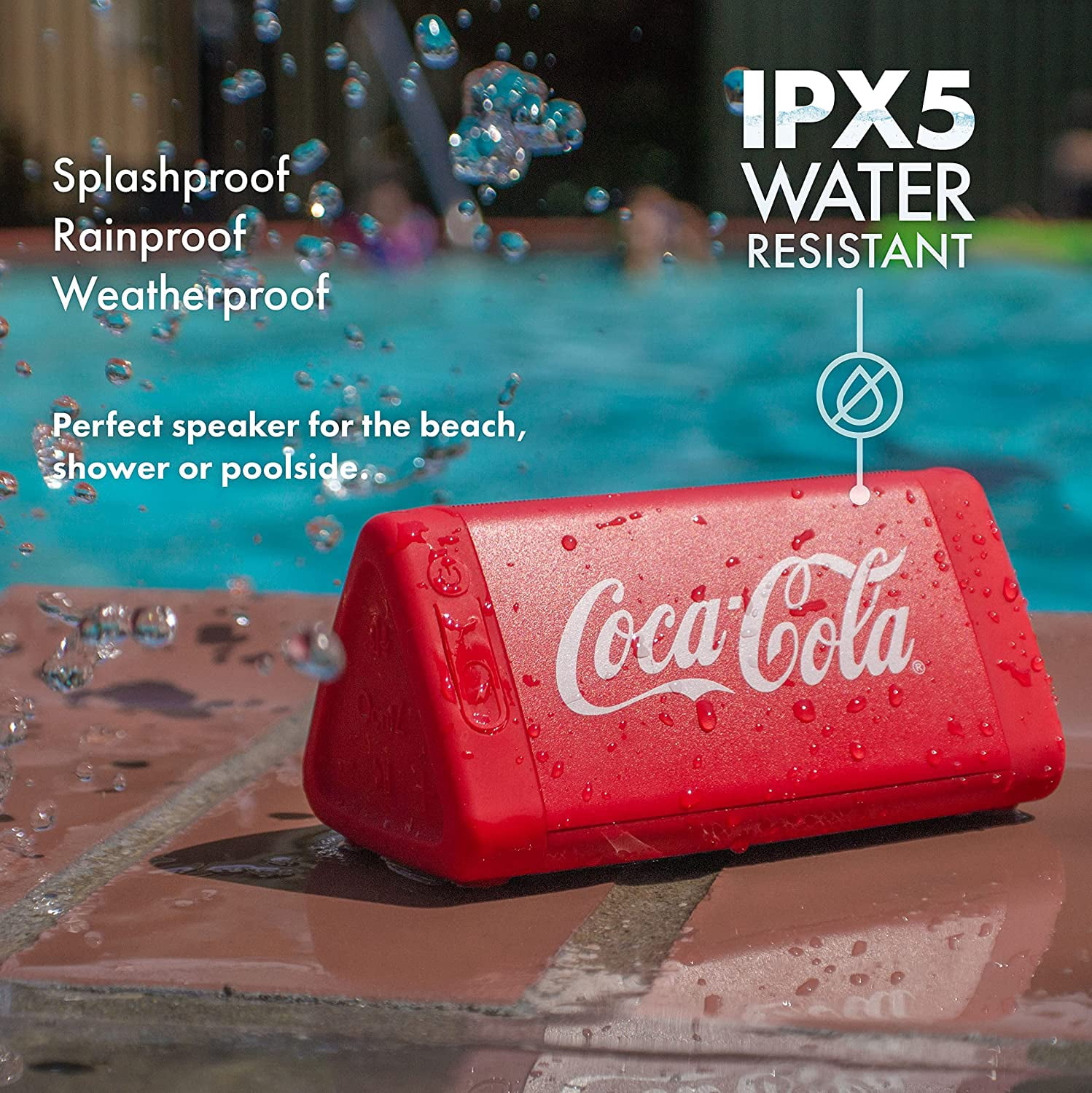 Oontz Angle 3 Water-Resistant Wireless Bluetooth Speaker, Coca-Cola Red