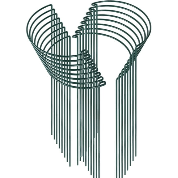 16 Pack 24 Inch Plant Support Stakes, 10" Wide x 24" High Half Round Metal Garden Plant Stake Peony Support Cage, Green Plant Support Ring Border for Tomato,Hydrangea,Flower Indoor Outdoor