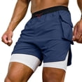 thumbnail image 1 of Pantalones Cortos Atléticos para Hombres con Bolsillos 2 en 1 de Doble Capa de Cinco Pulgadas, Malla Transpirable para Correr Y Entrenar, 1 of 6