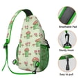 thumbnail image 2 of Nature Frog Sling Backpack, Cute Green Frog Mushroom and Flower Print Crossbody Bag, Forest Plant Pattern for Students and Travelers, 2 of 3
