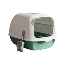 Foldable Cats Litter Box, Enclosed Cats Litter Box with Lid and Scoop, Large Size Anti-Splashing Easy to-Clean, Front Entry and Exit, Boxes from Kitten to Adult (Green)