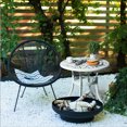 thumbnail image 7 of Cast Aluminum Round Patio Dining Tables, 23.6" Dia Engraved Cast-Top Aluminum Table with 2" Umbrella Hole, Lawn Garden Tables Perfect for Patio, Backyard or Garden All Weather (White), 7 of 7