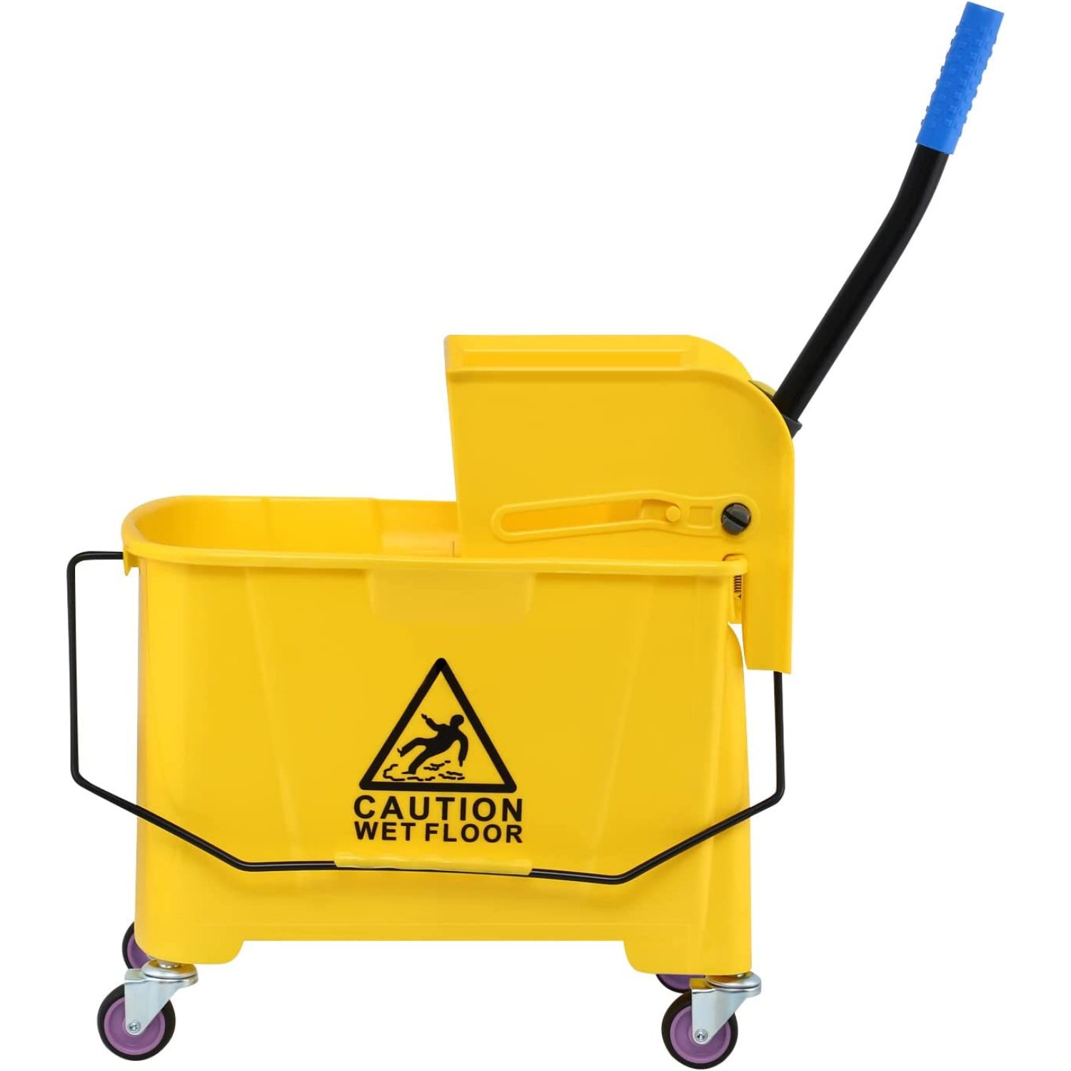 Mop Bucket with Wringer On Wheels, 5 Gallon 21Qt Plastic Side Press