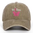 thumbnail image 2 of AJGRHE Unisex Cancer International Publicity Day Ribbon Embroidered Baseball Hats Outdoor Sports Hop Adjustable Denim Cap Khaki One Size, 2 of 3