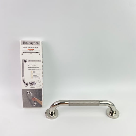 HelloaySen Bathtub grab bars of metal,Grab Bars for Shower, 16-Inch Anti Slip Shower Handles for Elderly, Safety Shower Grab Bar (Polished Nickel 1" Diameter)