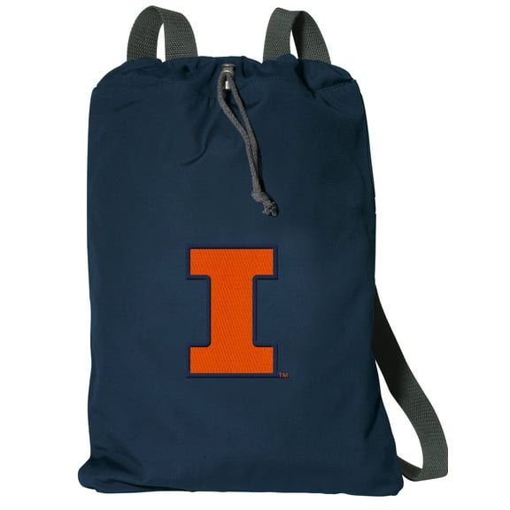 Cotton Canvas University of Illinois Backpack Natural Fiber University of Illinois Cinch Bag Lined and with Wide Straps
