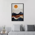 thumbnail image 2 of PixonSign Framed Canvas Print Wall Art Orange Sun Mountain Range Gradient Landscape Nature Wilderness Illustrations Decorative Bohemian Multicolor Mid-Century Modern - 16"x24" Black, 2 of 5
