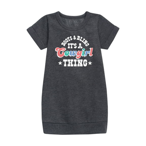 Instant Message - It's A Cowgirl Thing - Toddler And Youth Girls Fleece Dress