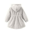 thumbnail image 4 of IVEYRTF Childrens Solid Color Faux Fleece Hooded Cardigan Long Sleeve Button Up Jacket Cozy Casual Warm Outerwear for Kids Boys and Girls Toddler Fall Winter Clothing(White,3-4 Years), 4 of 5