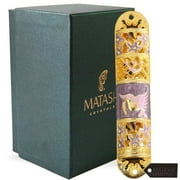 Hand Painted Enamel Mezuzah Embellished with a Floral Design with Gold Accents and fine Crystals by Matashi