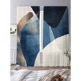 thumbnail image 4 of Abstract Geometric Sheer Curtains 84 Inch Long 2 Panels, Blue Gold Black Dynamic Texture Light Filtering Rod Pocket Curtains, Sheer Voile Drapes for Living Room Bedroom, 52"x84", 4 of 8