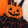 thumbnail image 5 of Odeerbi Infant Girls Halloween Pumpkin Suspender Skirt Set Dress Up Clothes Long Sleeve Romper Pumpkin Ghost Face Overall Skirt Suit Orange, 5 of 8