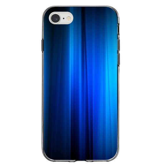 DistinctInk Clear Shockproof Hybrid Case for iPhone 7 8 SE (2020 Model) 4.7" Screen TPU Bumper Acrylic Back Tempered Glass Screen Protector - Bright Blue Curtain