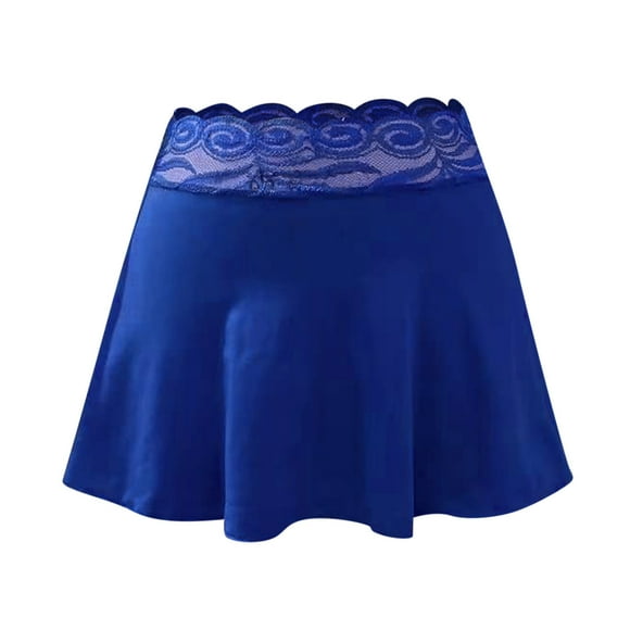 Ketyyh-chn99 Silk Pajamas Women Women's Lace Blouse See-through Bust Skirt Blue,2XL