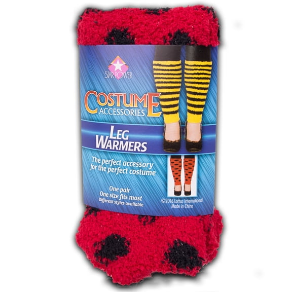 Star Power Women Ladybug Costume 2pc Leg Warmers, Red Black, One-Size 14"