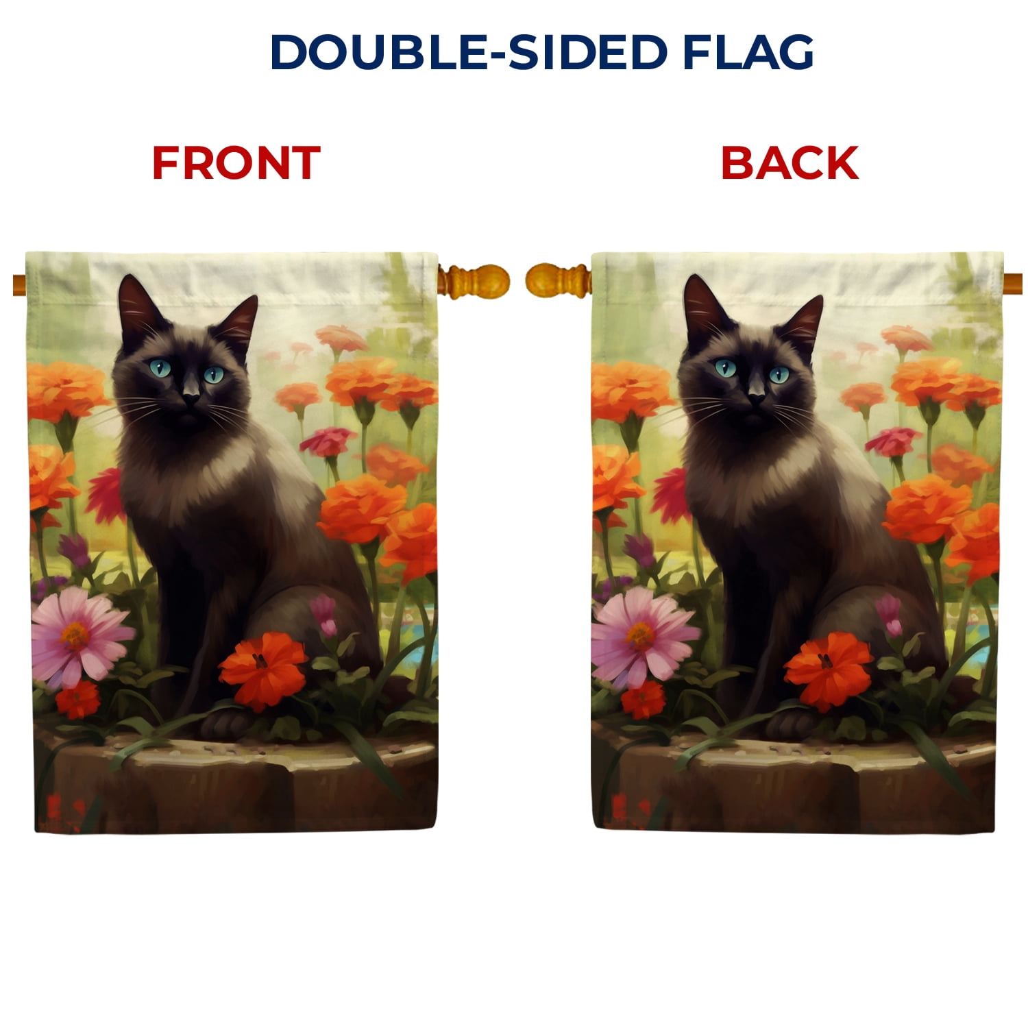 America Forever Spring Black Cat House Flag 28 x 40 inch Double Sided Kitty Daisies Floral Spring House Flag for Outdoor Cat Flag Yard Decoration