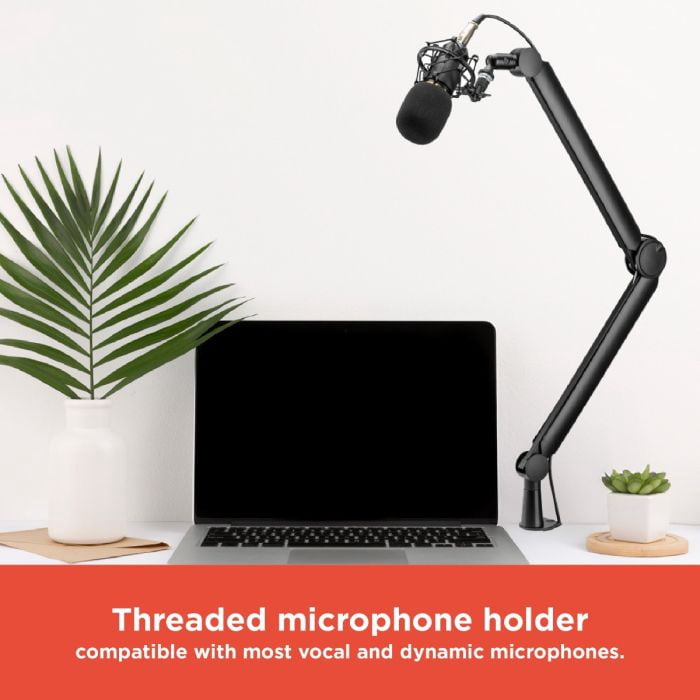 RadioShack Adjustable Microphone Stand – 135º Rotation, 180º Tilt, Shock Mount, Universal Fit, Durable Aluminum