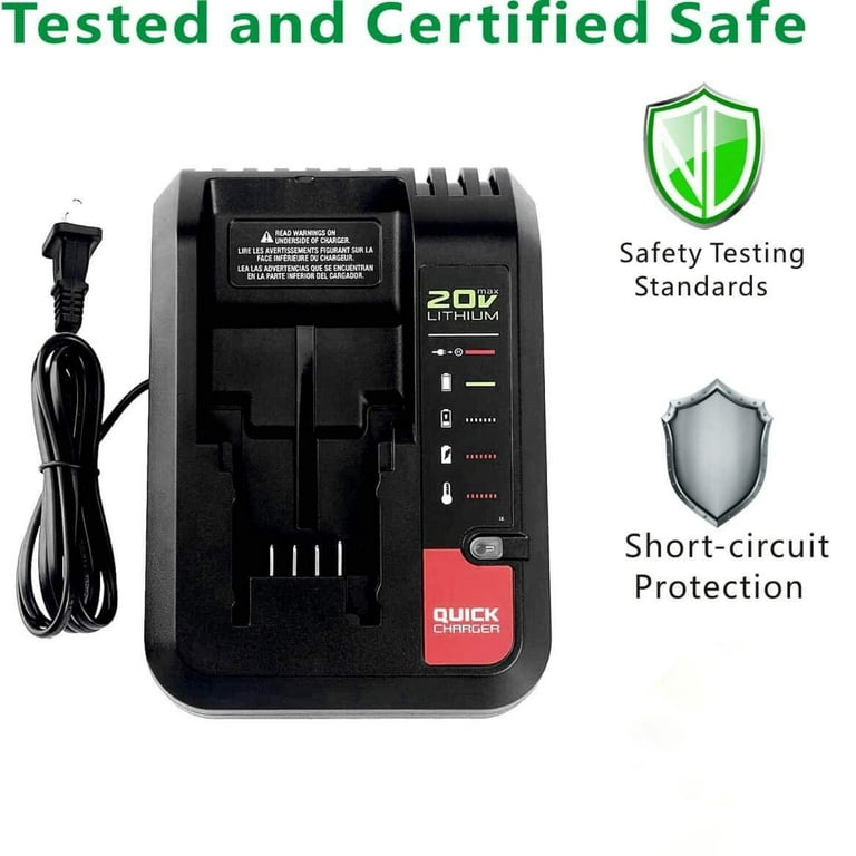 20V PCC692L Replacement Porter Cable or Black Decker 20V MAX Lithium Battery Charger LCS1620 LCS1620B LBXR20CK BDCAC202B PCC691L Compatible with