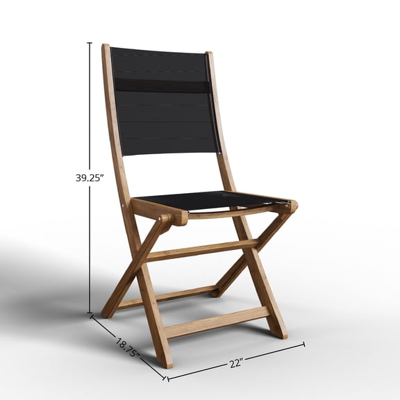 Lucas Teak Outdoor Folding Chair in Black