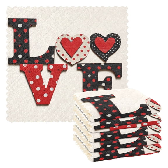 6 Pieces of Kitchen Towels 11x11Inch Kitchen Dish Cloths Kitchen Dish Towels Reuseable Cleaning Cloths Love