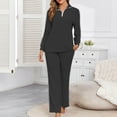 thumbnail image 4 of Pj Sets For Woman Sevevn Lounge Sets for Women Long Sleeve Knit Ribbed Pajama Sets 2 Piece Casual Loungewear with Pockets, 4 of 7
