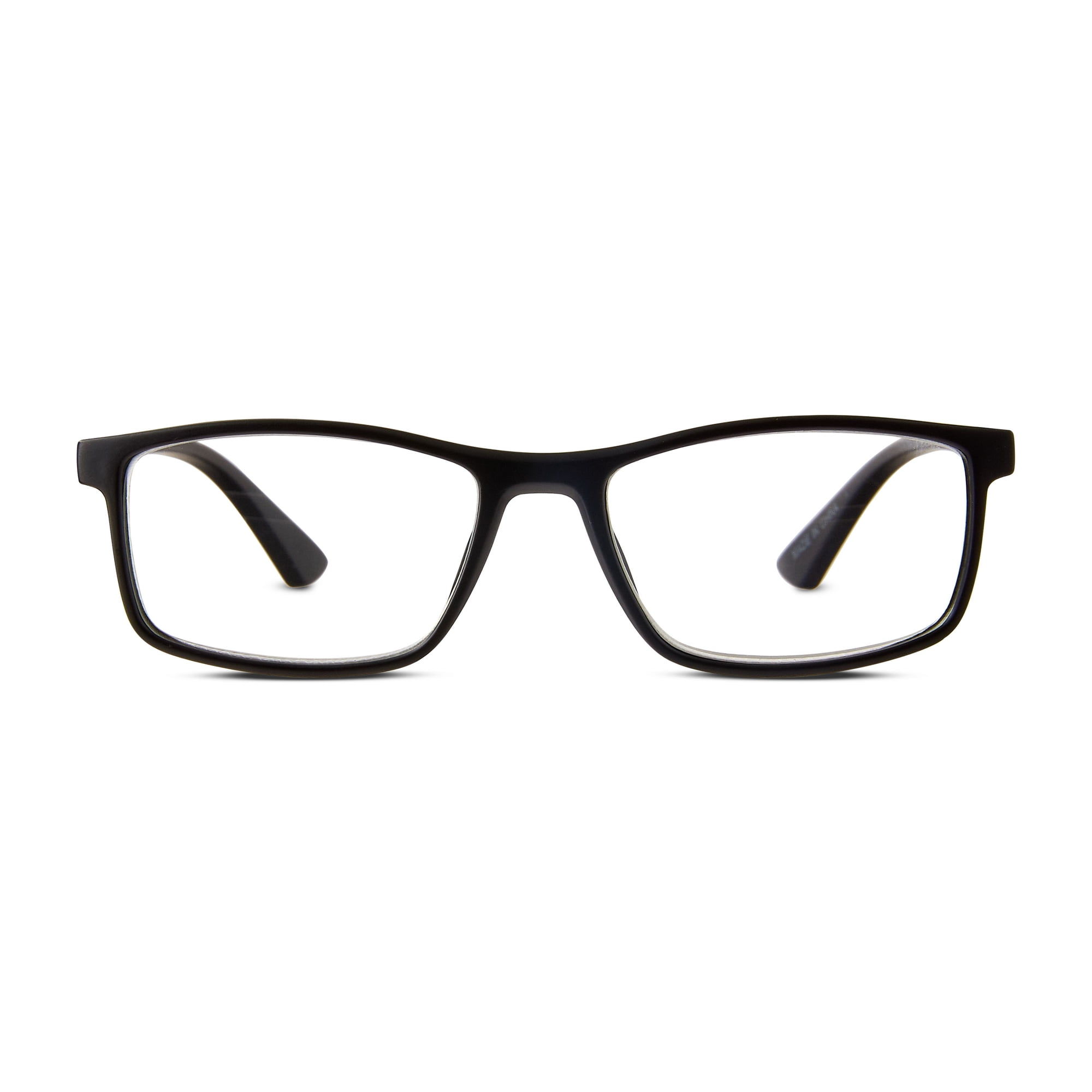 Equate Men's Jackson Rectangular Reading Glasses with Case, Matte Black, +1.25