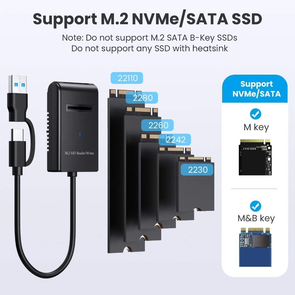 Type C 3.2 M.2 Mobile Nvme Easy Drive External M.2 Hard Drive Cable For 2230 2242 2260 2280 22110 External M.2 Drive
