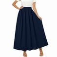 thumbnail image 3 of Women's Long Cotton and Linen Skirt with Elastic Waist, 3 of 7