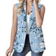 thumbnail image 1 of Gibobby chaquetas de invierno largas Chaqueta de chaleco estampada informal sin mangas con bolsillo y estampado floral sin mangas para mujer, chamarra gruesa sólida (Azul, M), 1 of 4