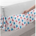 thumbnail image 2 of Tropical Bed Skirt, Pink Flamingo Birds and Blue Palm Trees Pattern Exotic Hawaiian Nature, Elastic Bedskirt Dust Ruffle Wrap Around for Bedding Decor, 4 Sizes, Pink Blue and White, by Ambesonne, 2 of 2