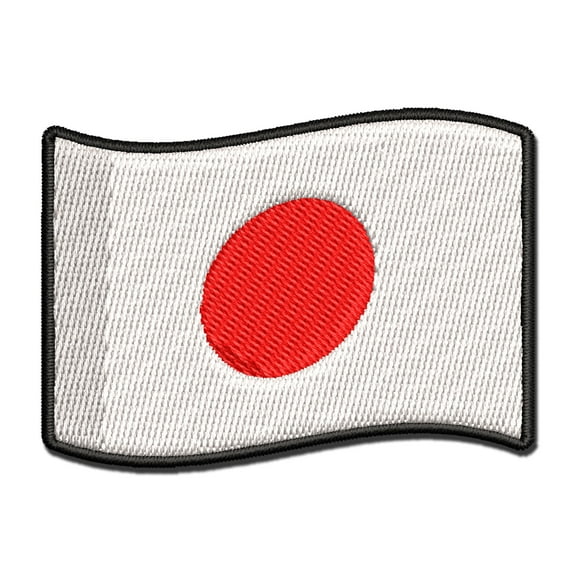 Japan with Waving Flag Cute Applique Multi-Color Embroidered Iron-On Patch - 2.5 Inch Small