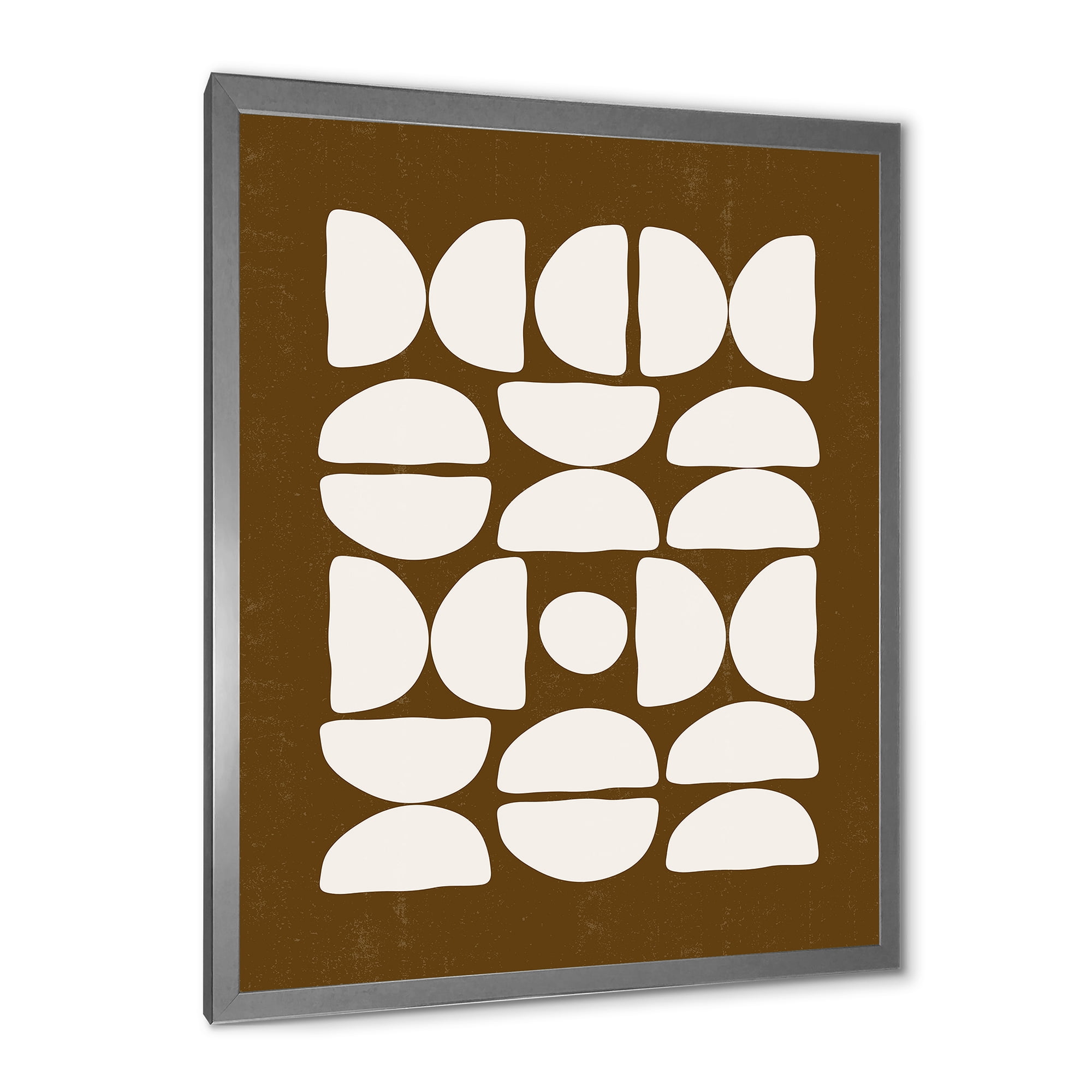 Designart 'Abstract Minimal Half Moons Composition' Modern Framed Art Print