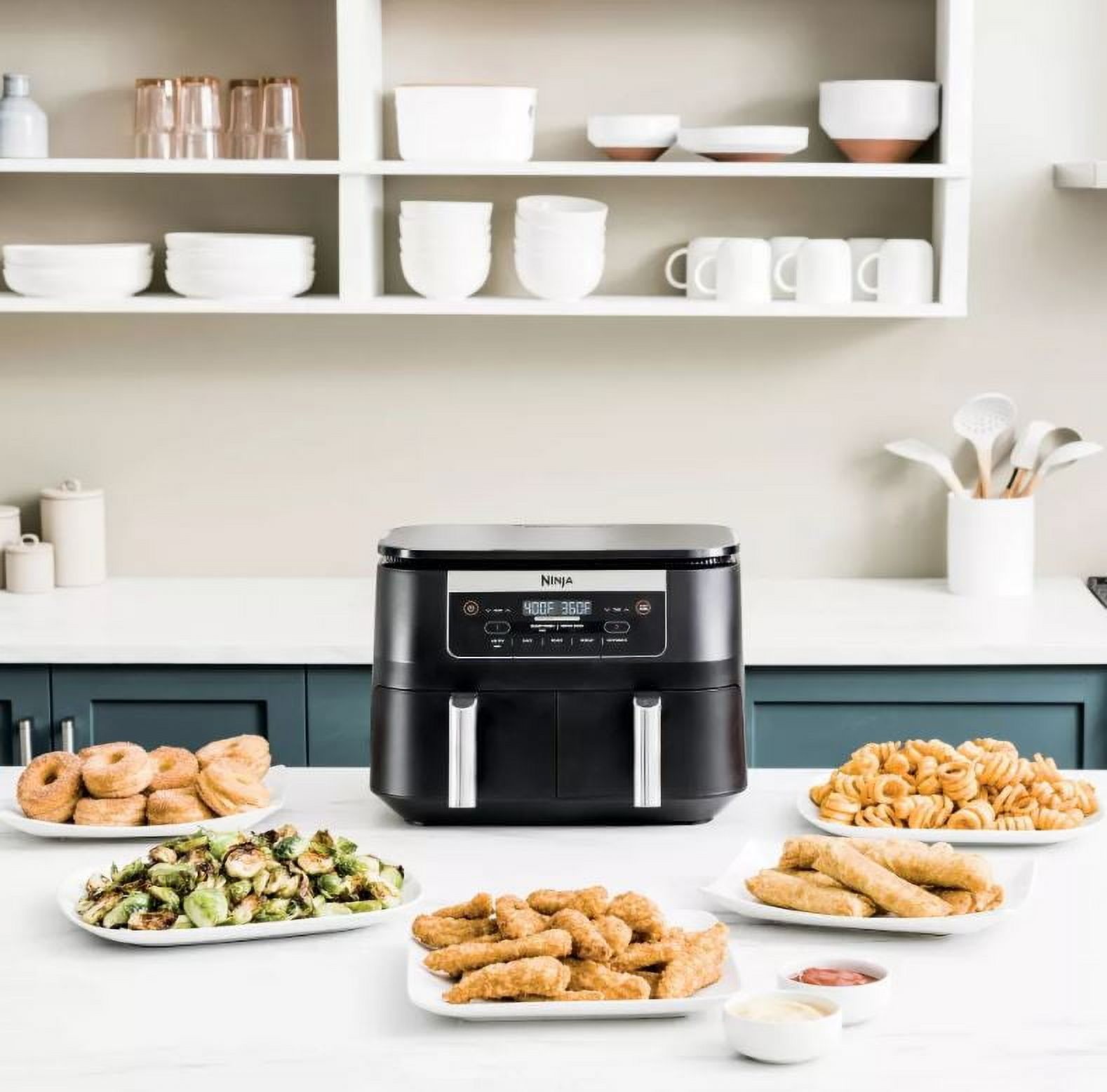 Ninja 6 qt 2-Basket Air Fryer, Black - Nonstick