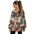 thumbnail image 4 of Yuyamidu Women's Fashion Hoodie Sweatshirts Oversized Womens Novelty Sweatshirts with Pockets Flower Rooster Loose Crewneck Pullover Casual Tops Long Sleeve Shirts Spring Fall Winter Clothes, 4 of 7