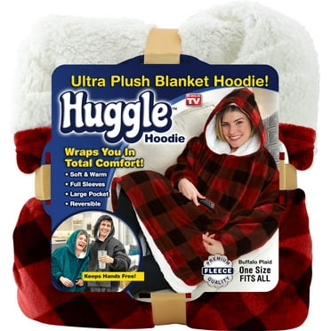 Huggle Hoodie, Fleece & Sherpa Wearable Blanket Hoodie, Blue Tie Dye, Unisex One Size